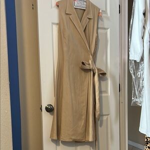 Cynthia Steffe Tan Sleeveless Wrap Midi Dress
